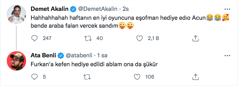 demet akalin survivor all star 2022 de haftanin en iyi oyuncusuna verilen esofman odulunu tiye aldi